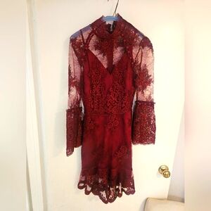 Nicholas red lace dress size 0